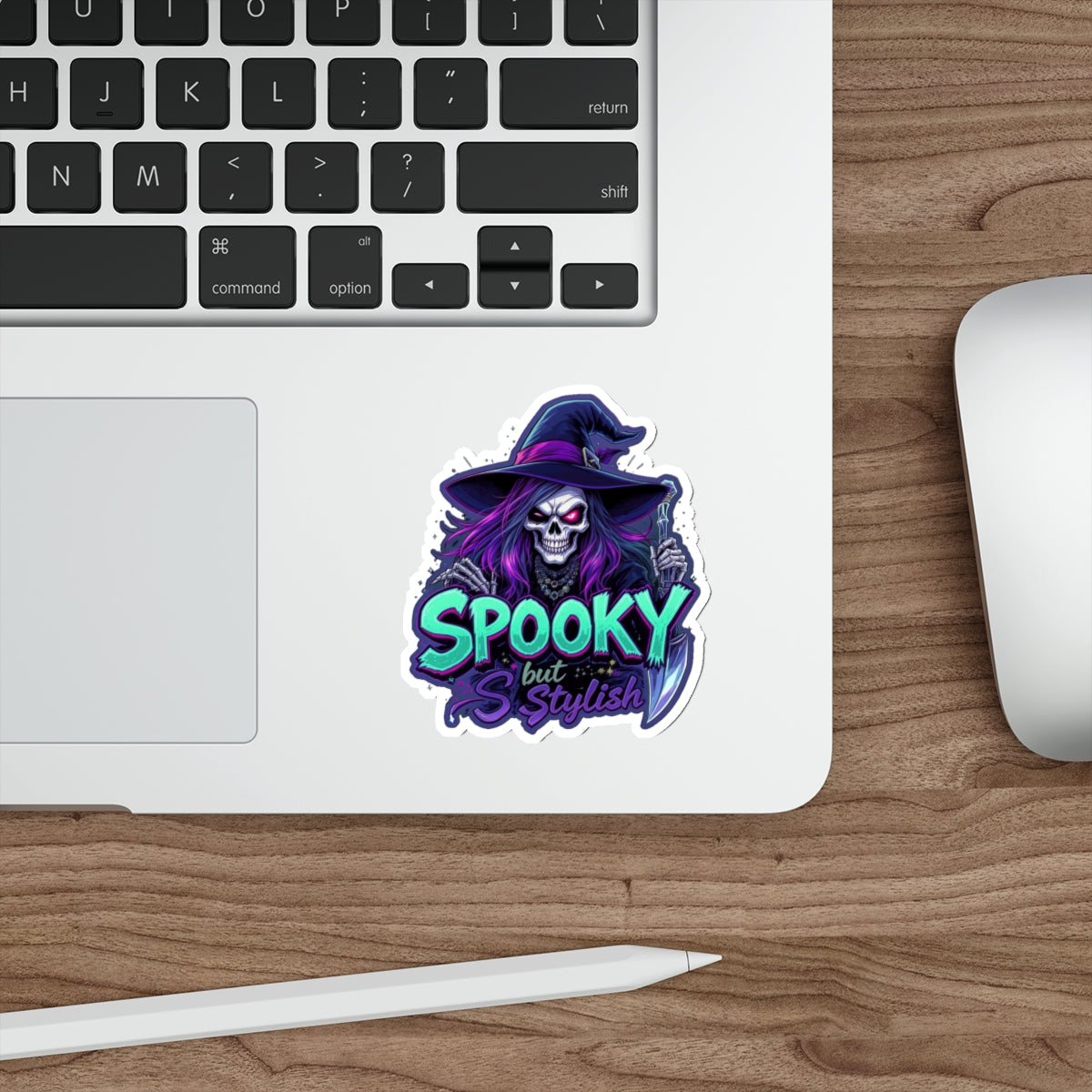 Spooky Witch Die-Cut Sticker | Halloween Decor, Cool Vinyl Decal, Witchy Gifts, Laptop Stickers, Boho Aesthetic
