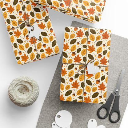 Autumn-Themed Wrapping Paper, Fall Leaves Gift Wrap, Seasonal Gift Wrapping, Eco-Friendly Wrap, Thanksgiving Party Supplies