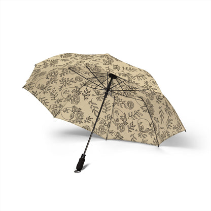 Floral Design Semi-Automatic Foldable Umbrella, Stylish Rain Gear, Travel Umbrella, Gift for Her, Unique Weather Accessory