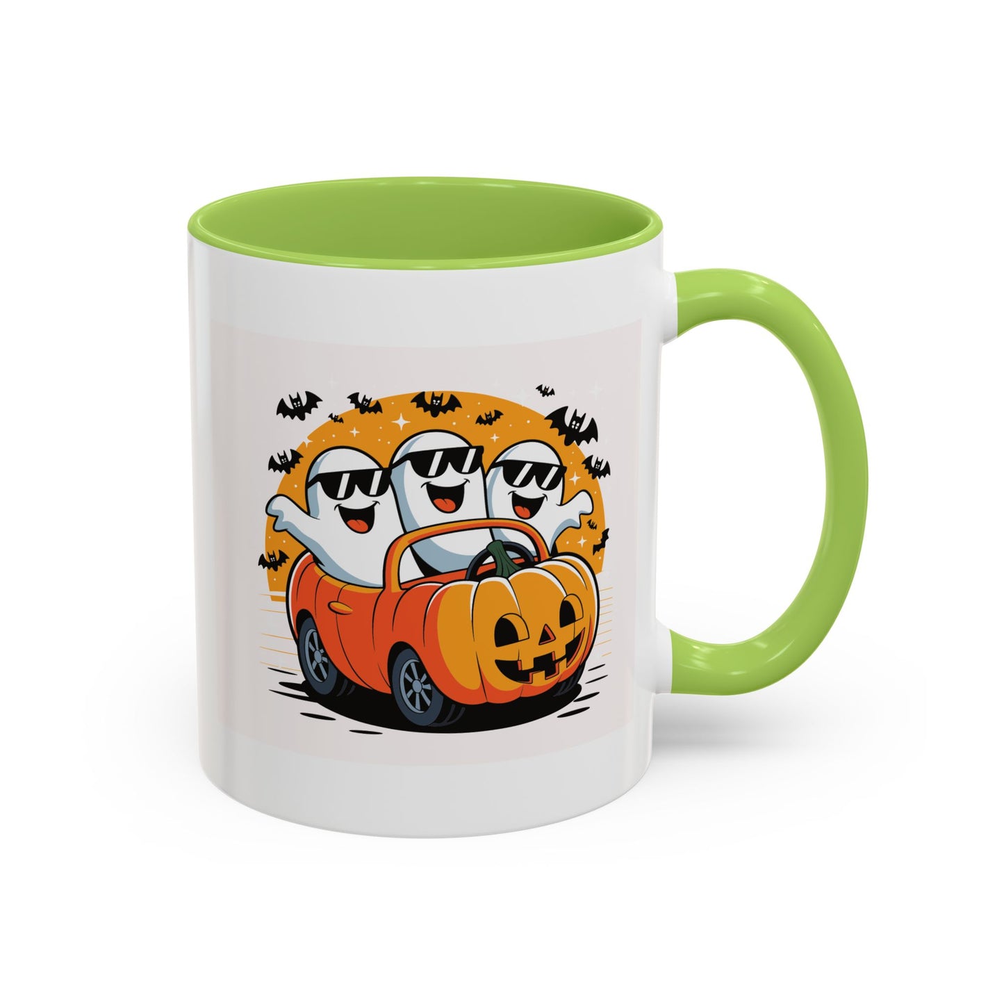 Halloween Ghost Car Coffee Mug, Spooky Mug for Fall, Pumpkin Spice Coffee Cup, Halloween Theme Drinkware, Funny Ghost Mug