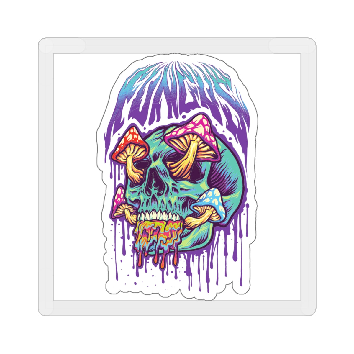 Vibrant Skull Mushroom Die-Cut Stickers | Psychedelic Art, Laptop Decor, Gift for Artists, Festival Essentials, Cool Stickers