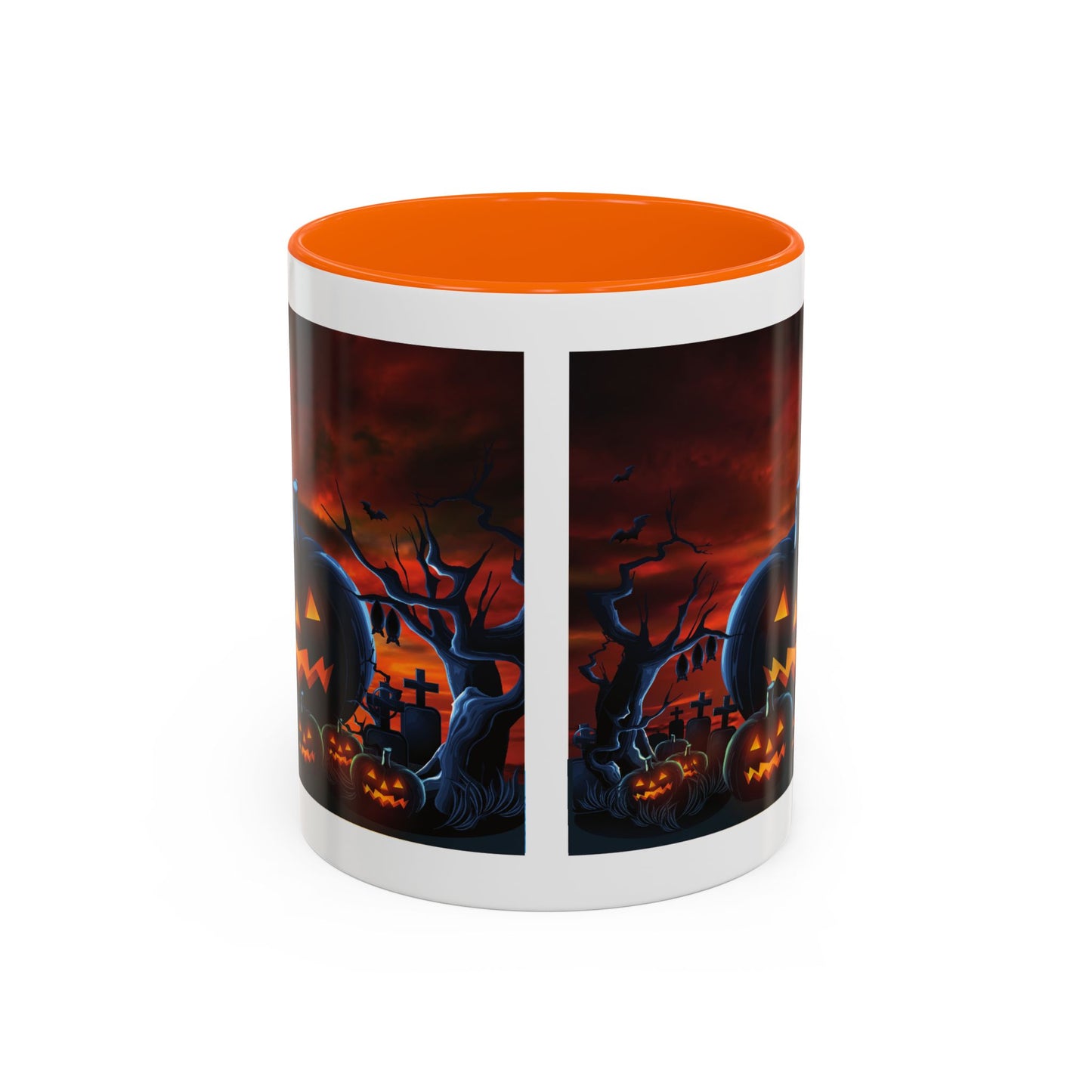 Halloween Pumpkin Accent Mug, Spooky Coffee Cup, Fall Decor, Trick or Treat Gift, Dark Themed Drinkware, Halloween 2023,