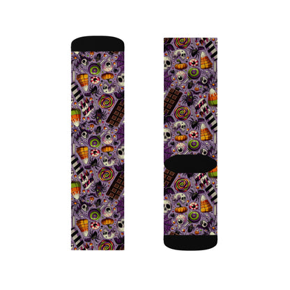 Halloween Themed Sublimation Socks, Cozy Novelty Crew Socks, Fun Gift for Halloween, Unique Patterned Socks for Fall, Spooky Accessories