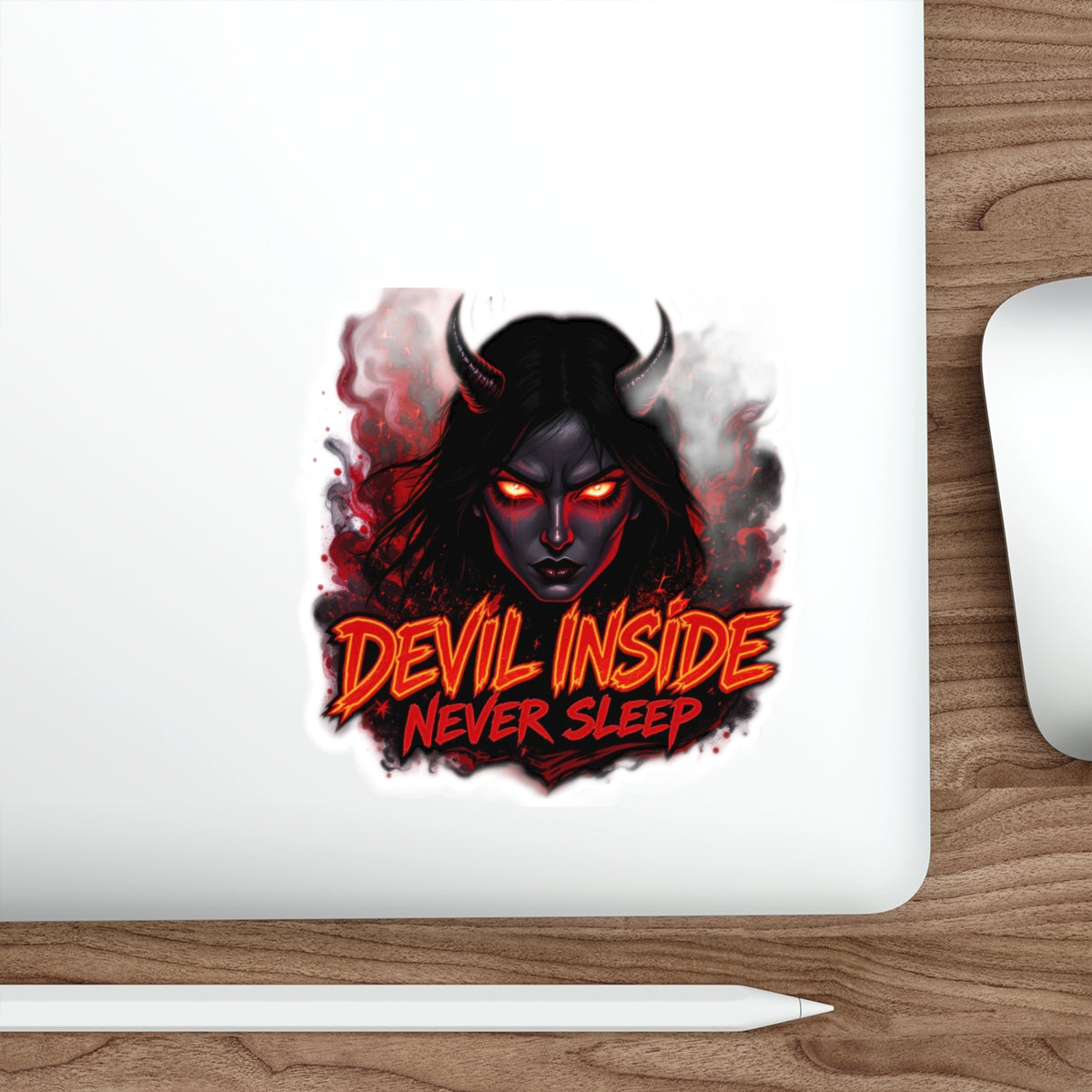Devil Inside Die-Cut Stickers - Dark Aesthetic, Laptop Decals, Gothic Decor, Alternative Art, Halloween, Spooky Gifts