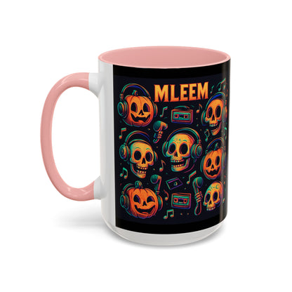 Halloween Skull Coffee Mug, Spooky Decor, Gift for Music Lovers, Pumpkin Head Mug, Halloween Party Favor