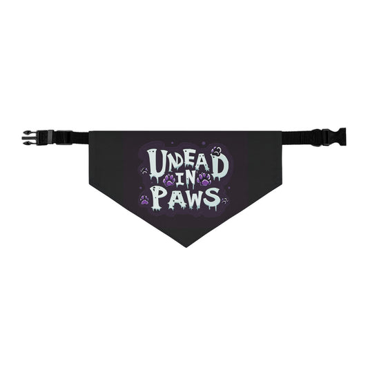 Undead in Paws Pet Bandana, Spooky Dog Accessory, Halloween Pet Costume, Adjustable Dog Collar Scarf, Fun Pet Fashion