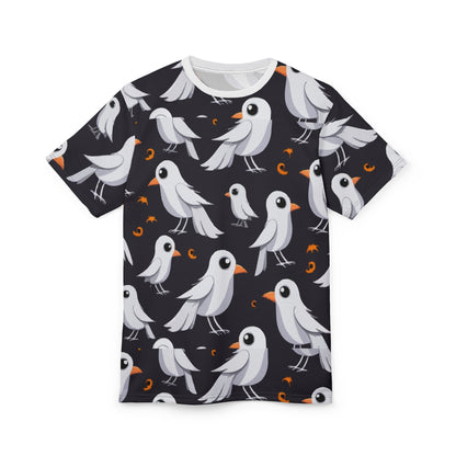 Whimsical Bird Print Unisex Tee, Cute Graphic Shirt, Casual Wear, Gift for Bird Lovers, Summer Style, Fun Everyday Comfort