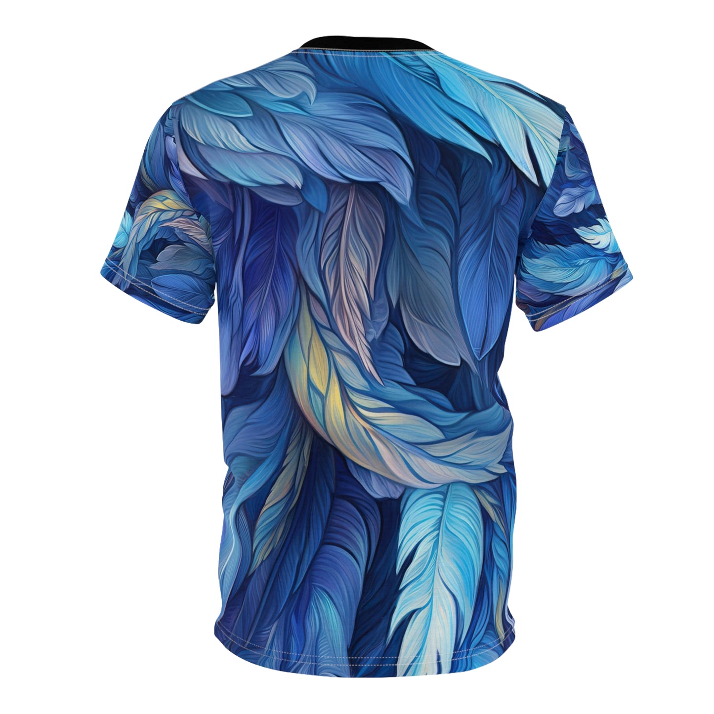Tropical Leaf Print Unisex Cut & Sew Tee - Vibrant Coral & Navy Design for Casual Style