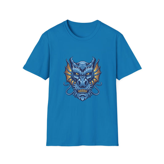 Blue Angry Dragon Head Mascot