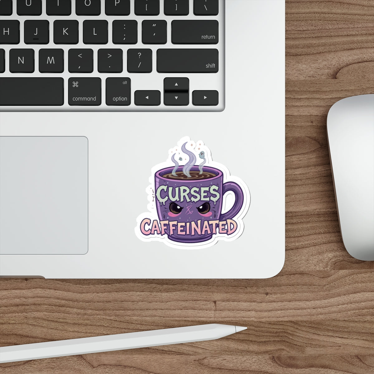 Caffeinated Curses Die-Cut Stickers, Funny Mug Stickers, Office Decor, Coffee Lover Gift, Laptop Stickers, Unique Art Stickers
