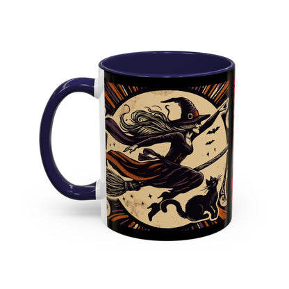 Halloween-Themed Accent Coffee Mug, Coffee Cup for Witch Lovers, Haunted Mug for Spooky Season, Unique Gift for Halloween, Witch Decor