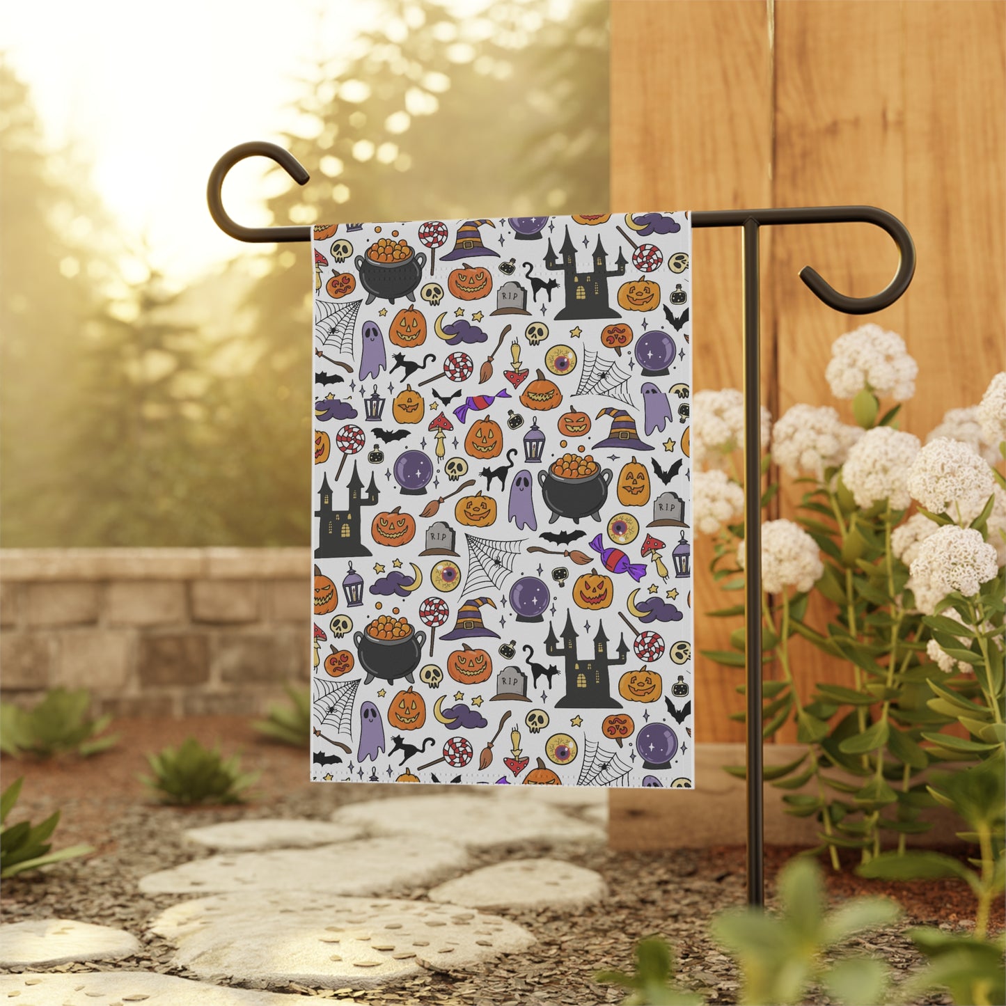 Halloween Garden Banner, Spooky Decor for Outdoors, Fall Lawn Flag, Seasonal Home Decor, Witchy Garden Flag