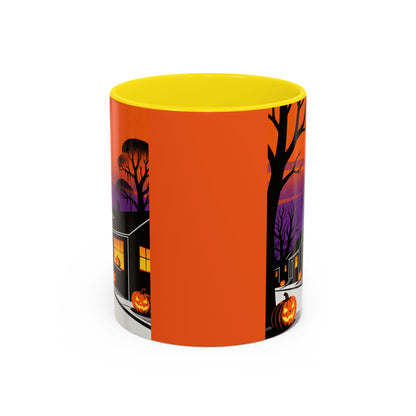 Halloween-Themed Accent Coffee Mug, Spooky Autumn Decor, Pumpkin Coffee Cup, Fall Gift, October Celebration