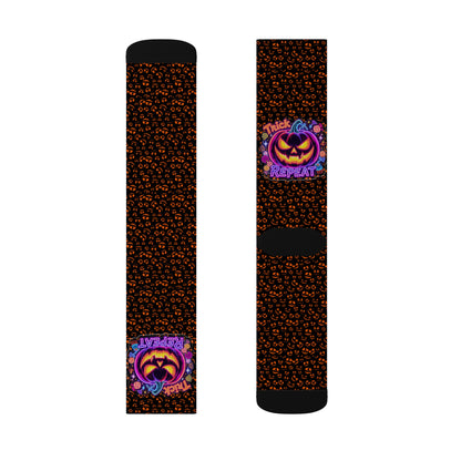 Halloween Themed Sublimation Socks, Custom Graphic Socks, Fun Holiday Gift, Trick or Treat Socks, Cozy Autumn Accessories