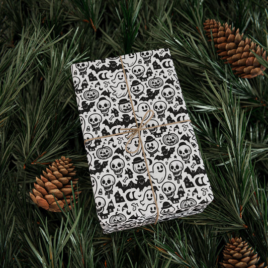 Stylish Wrapping Paper for Unique Gifts, Skull Print Gift Wrap, Halloween Party Supplies, Eco-Friendly Gift Wrapping, Home Decor Accent