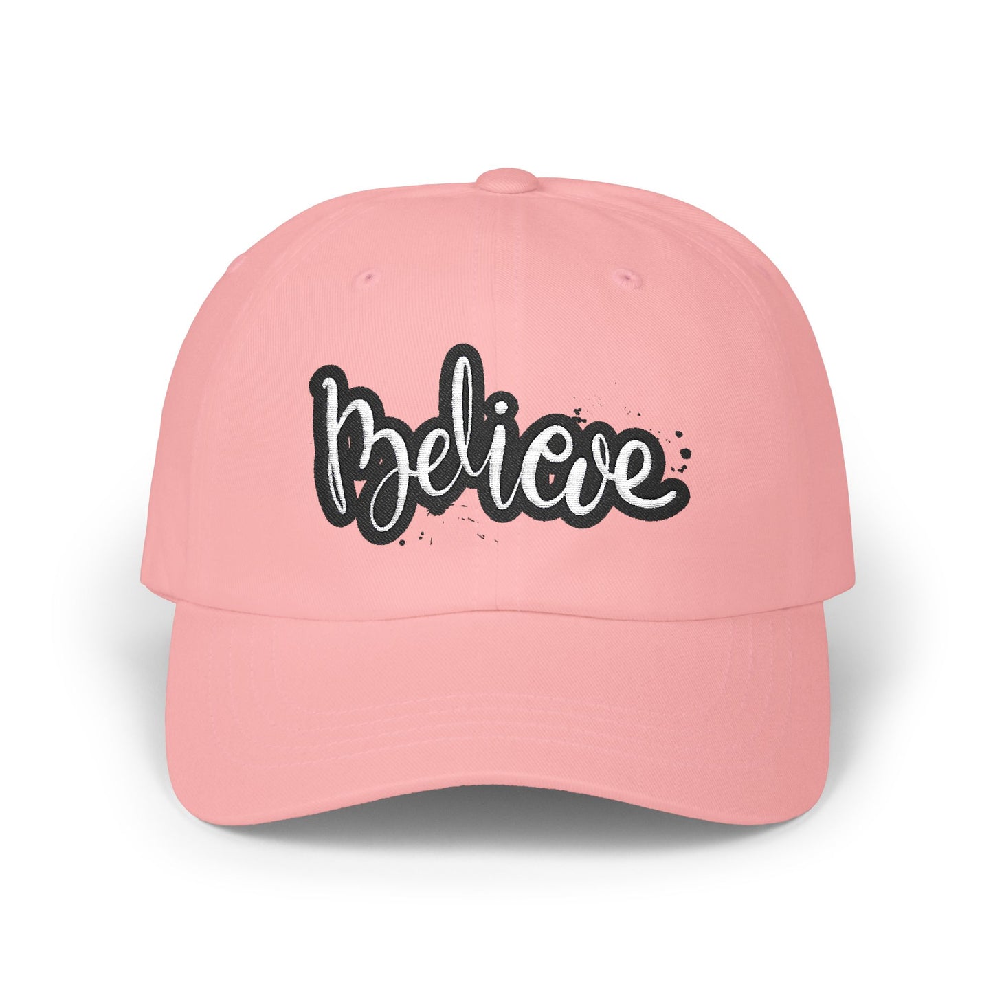 Believe Classic Dad Cap, Motivational Hat, Gift for Dad, Casual Cap, Summer Accessory, Adjustable White Cap