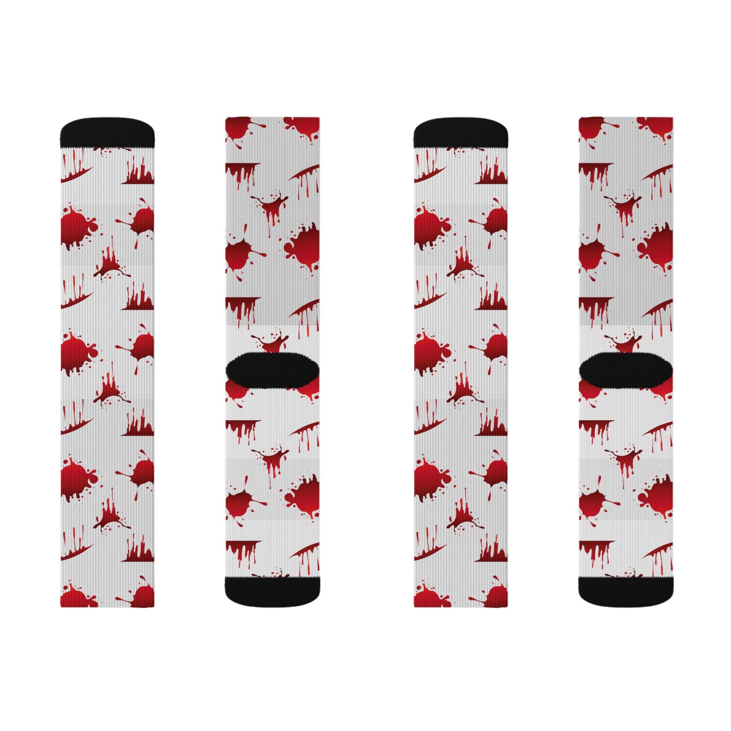 Blood Splatter Sublimation Socks, Unique Fun Socks for Halloween, Gift for Horror Fans, Stylish Casual Wear, Statement Accessories