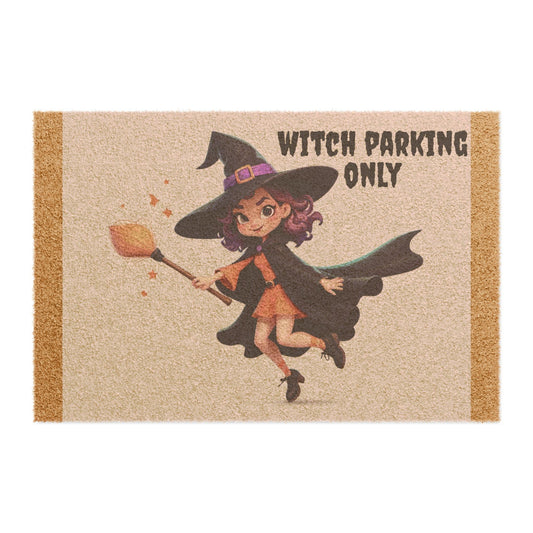 Witch Parking Doormat | Spooky Seasonal Decor, Halloween Entrance Mat, Funny Welcome Mat, Gift for Witch Lovers, Holiday Home Decor