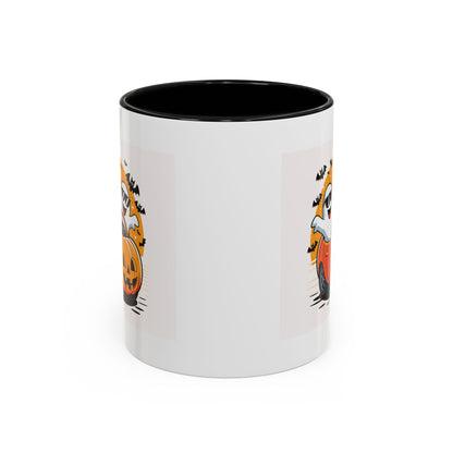 Halloween Ghost Car Coffee Mug, Spooky Mug for Fall, Pumpkin Spice Coffee Cup, Halloween Theme Drinkware, Funny Ghost Mug