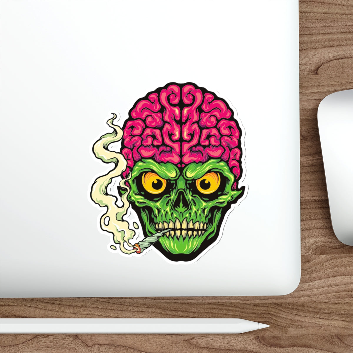 Edgy Brain Skull Die-Cut Stickers | Cool Laptop Stickers, Party Decor, Halloween Gifts, Punk Aesthetic, Unique Art Stickers