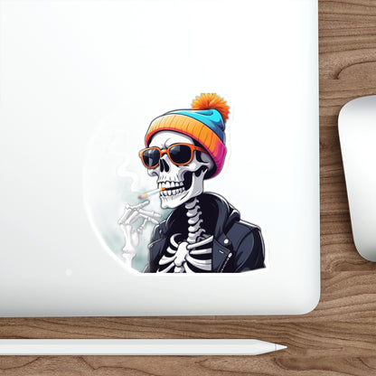 Chill Skeleton Die-Cut Stickers - Cool Vibes for Laptops, Water Bottles, and More - Perfect for Halloween, Parties, or Daily Fun!