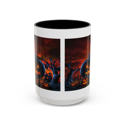 Halloween Pumpkin Accent Mug, Spooky Coffee Cup, Fall Decor, Trick or Treat Gift, Dark Themed Drinkware, Halloween 2023,