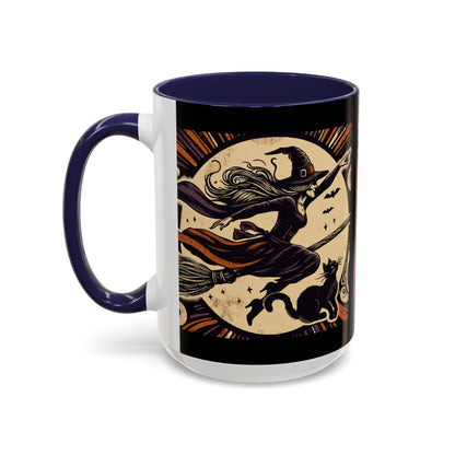 Halloween-Themed Accent Coffee Mug, Coffee Cup for Witch Lovers, Haunted Mug for Spooky Season, Unique Gift for Halloween, Witch Decor