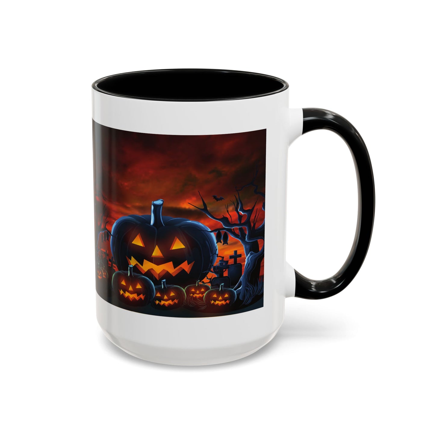 Halloween Pumpkin Accent Mug, Spooky Coffee Cup, Fall Decor, Trick or Treat Gift, Dark Themed Drinkware, Halloween 2023,