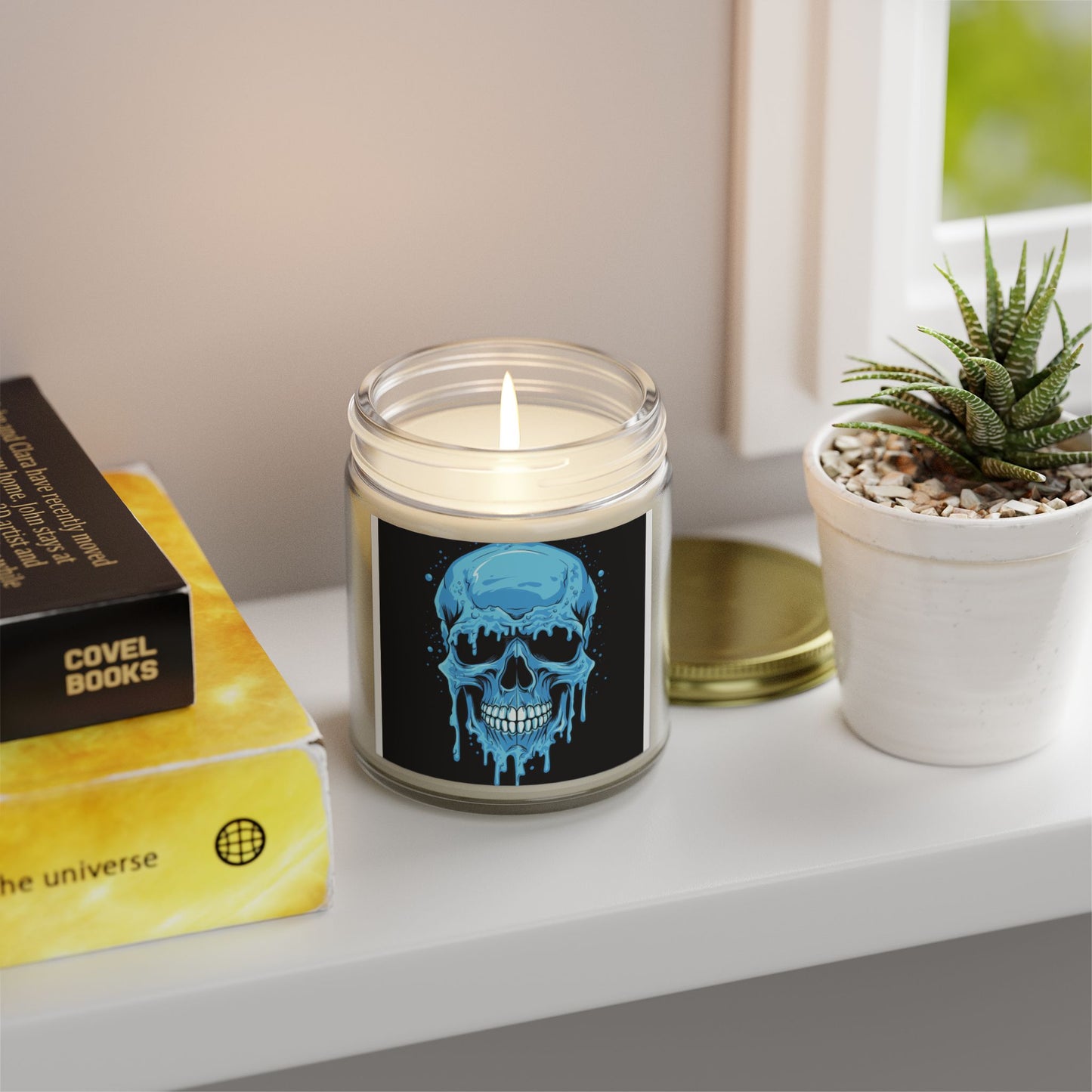 Chilling Skull Scented Candle - Coconut Apricot Wax, Dark Aesthetic Gifts, Home Decor, Occult Candles, Halloween Decor