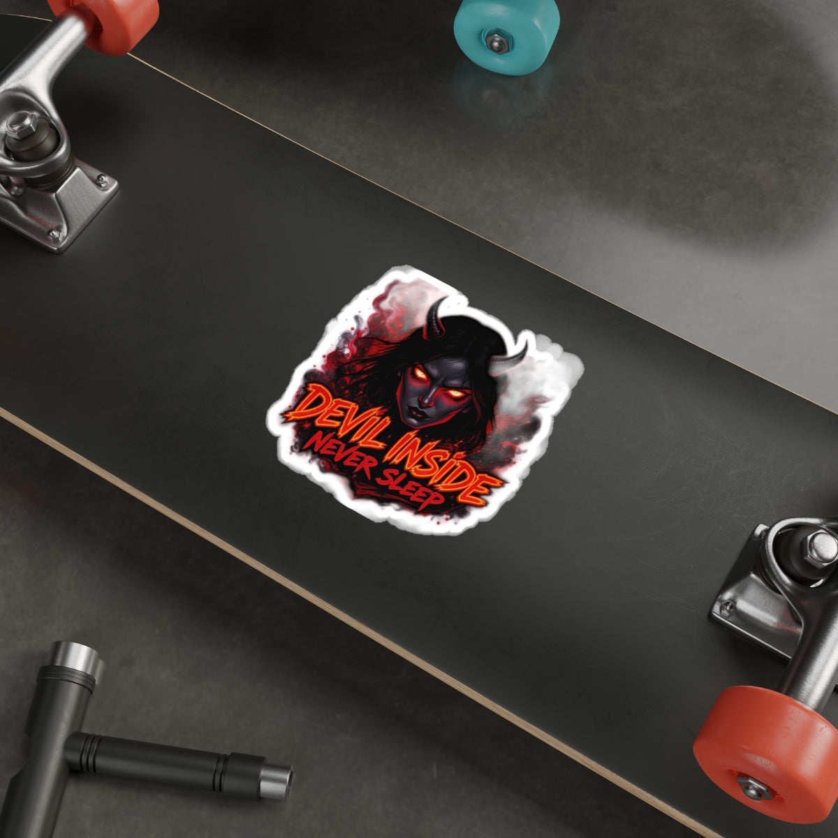 Devil Inside Die-Cut Stickers - Dark Aesthetic, Laptop Decals, Gothic Decor, Alternative Art, Halloween, Spooky Gifts