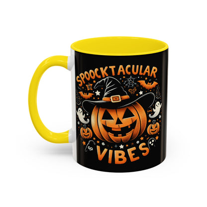 Halloween Accent Coffee Mug - Spooktacular Vibes, Fall Home Decor, Pumpkin Lovers Gift, Trick or Treat Mug, Spooky Season Drinkware
