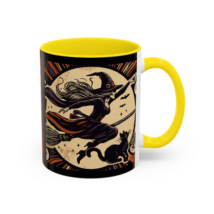 Halloween-Themed Accent Coffee Mug, Coffee Cup for Witch Lovers, Haunted Mug for Spooky Season, Unique Gift for Halloween, Witch Decor