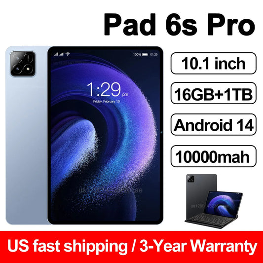 Original Pad 6S Pro Tablet 10.1 inch 16GB+1TB Android 14 xioami Snapdragon 8gen2 Global 10000mah 5G Dual SIM WIFI HD Full Screen