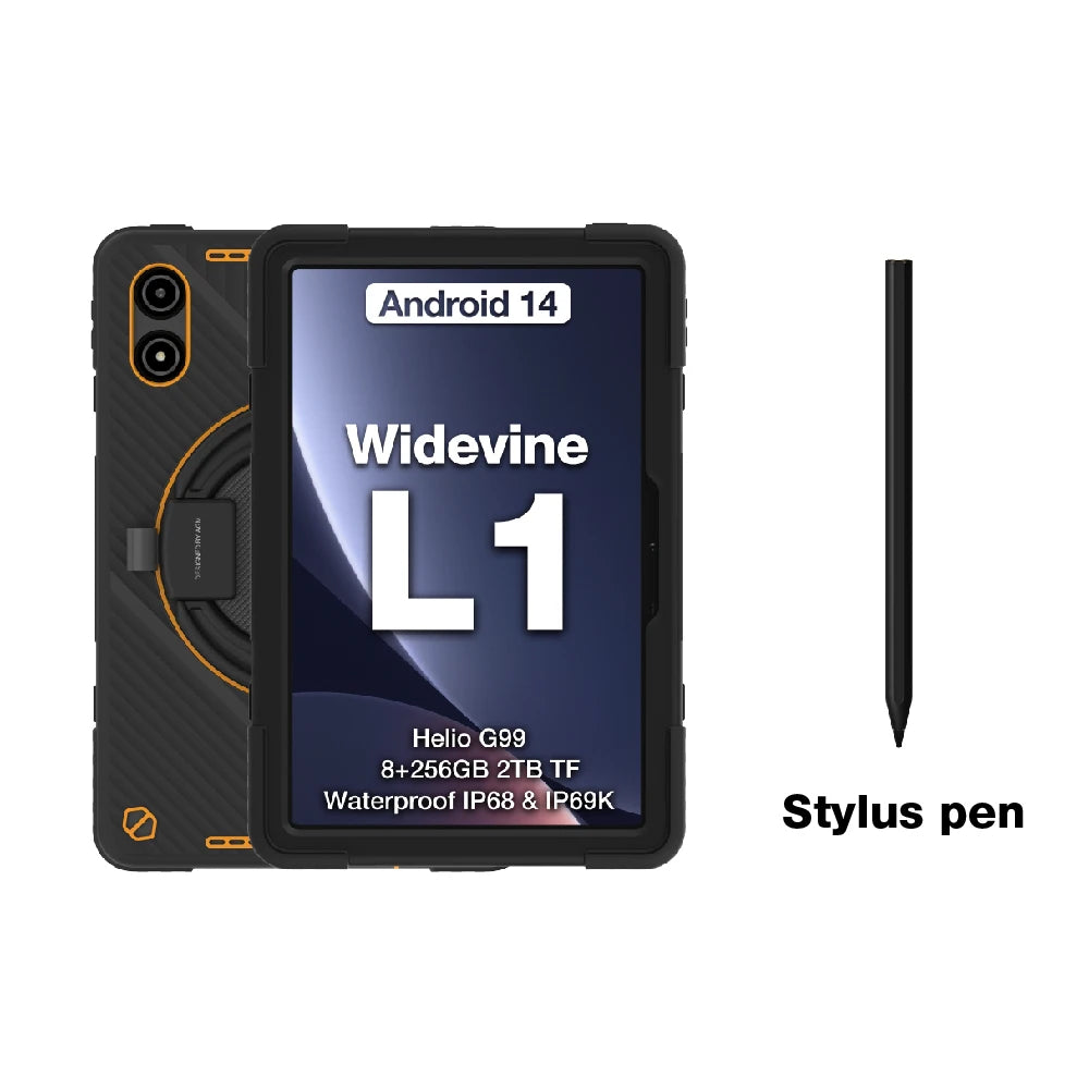 AGM P2 Active 11" FHD Rugged Tablet, IP68 Waterproof/Dustproof, 8GB RAM+256GB, Android 14, G99, Widevine L1 P2W Durable Pad - Mleem