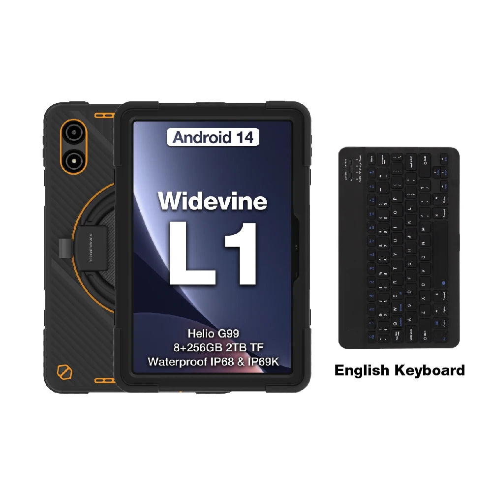 AGM P2 Active 11" FHD Rugged Tablet, IP68 Waterproof/Dustproof, 8GB RAM+256GB, Android 14, G99, Widevine L1 P2W Durable Pad - Mleem