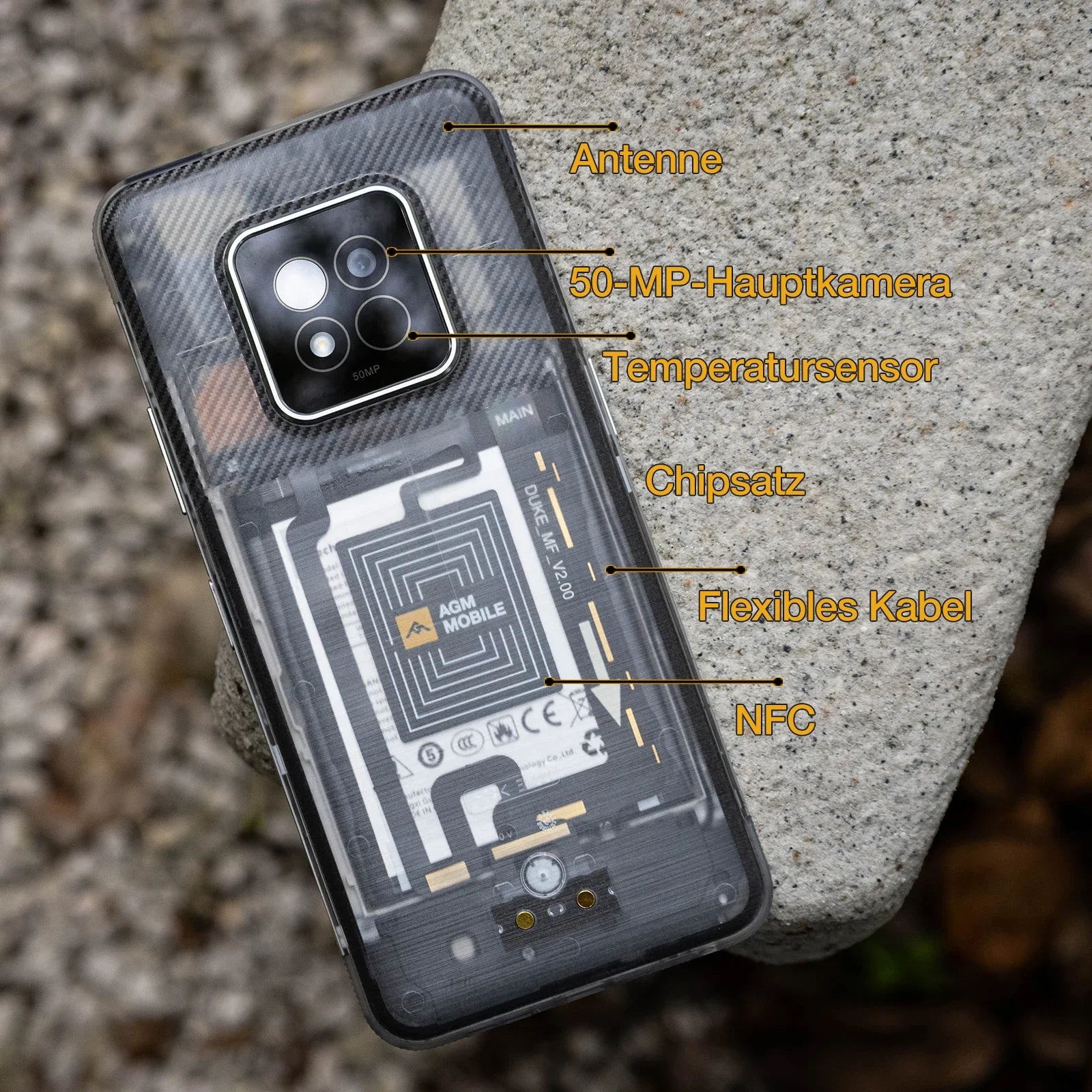 AGM X6 Phantom 5G Rugged Smartphone 6.78" FHD+ 5000mAh 8GB+128GB Temp Check Phone Android 14 50MP NFC Dual SIM - Mleem