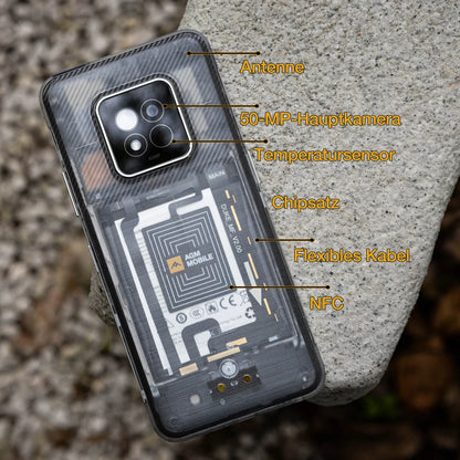 AGM X6 Phantom 5G Rugged Smartphone 6.78" FHD+ 5000mAh 8GB+128GB Temp Check Phone Android 14 50MP NFC Dual SIM - Mleem