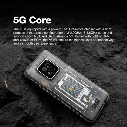 AGM X6 Phantom 5G Rugged Smartphone 6.78" FHD+ 5000mAh 8GB+128GB Temp Check Phone Android 14 50MP NFC Dual SIM - Mleem