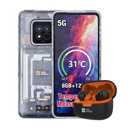 AGM X6 Phantom 5G Rugged Smartphone 6.78" FHD+ 5000mAh 8GB+128GB Temp Check Phone Android 14 50MP NFC Dual SIM - Mleem