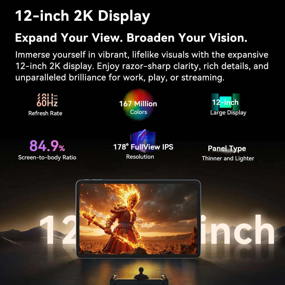 Blackview MEGA 2 Tablet PC 12'' 2K FHD+ Display Unisoc T615 12GB+12GB RAM 256GB ROM 9000mAh Battery 16MP Android 15 4G Tablets - Mleem