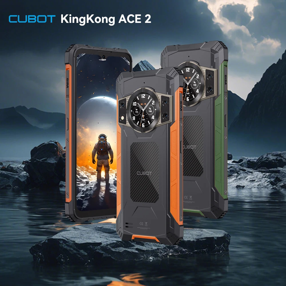 Cubot KingKong ACE 2 Ultra-thin Rugged Smartphone Android 14 16GB RAM(6GB+10GB),+128GB ROM 6.56" 90Hz Screen NFC Cell Phone - Mleem