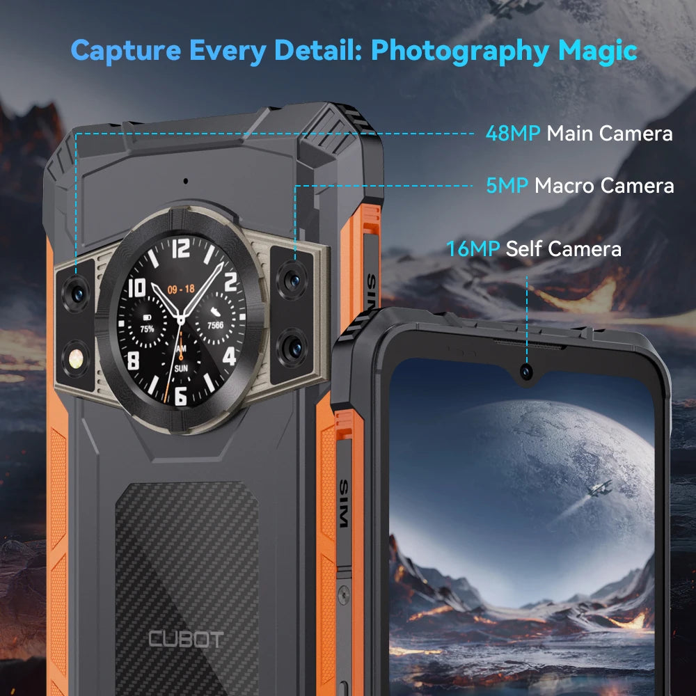 Cubot KingKong ACE 2 Ultra-thin Rugged Smartphone Android 14 16GB RAM(6GB+10GB),+128GB ROM 6.56" 90Hz Screen NFC Cell Phone - Mleem
