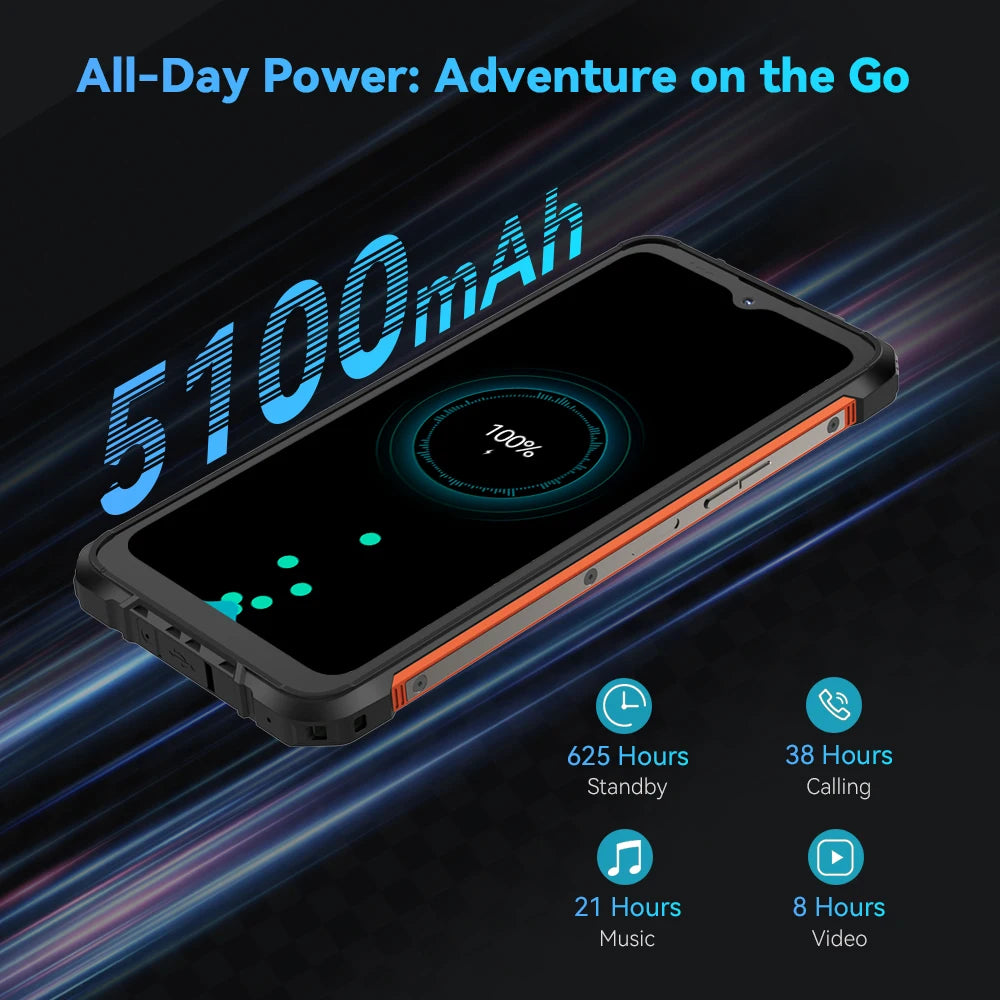 Cubot KingKong ACE 2 Ultra-thin Rugged Smartphone Android 14 16GB RAM(6GB+10GB),+128GB ROM 6.56" 90Hz Screen NFC Cell Phone - Mleem