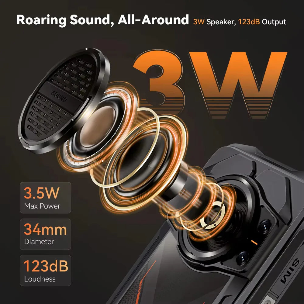 Cubot KingKong Power 3 Rugged Smartphone 123dB Speaker Helio G99 6.72" 120Hz Screen 24GB+256GB 10200mAh Battery 33W Fast Charge - Mleem
