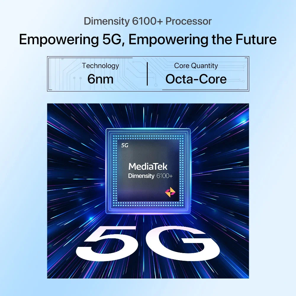 [NEW 5G] UMIDIGI G6 5G Smartphone 5G Android 13 Dimensity 6100+ 6+6GB 128GB 6.57” 90Hz 50MP Ultra-Clear Eye-Care Dual Camera NFC - Mleem