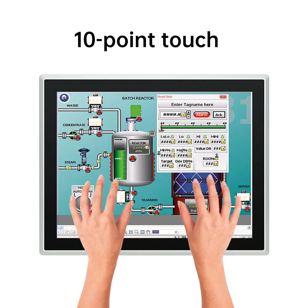 8~21.5 inch Touch Screen IP65 Front Waterproof, All in One Industrial Embedded Panel PC with 10 Point PCAP TouchScreen Monitor