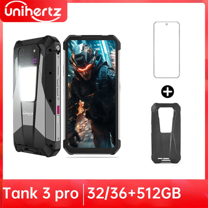 US EU MX Warehouse Unihertz Tank 3 Pro 8849 with 100 Lumens 5G Projector phone,32GB/36GB RAM,512GB ROM,23800mAh 120W,200MP, NFC - Mleem