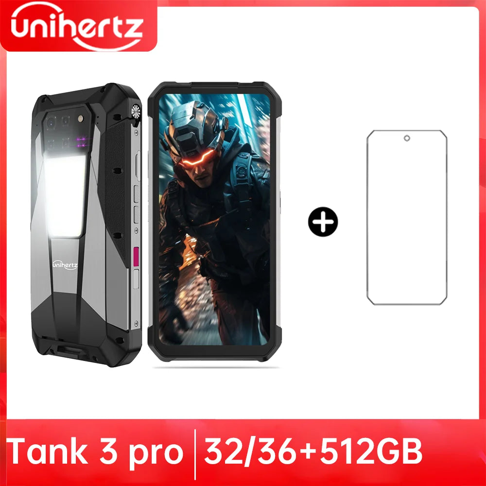 US EU MX Warehouse Unihertz Tank 3 Pro 8849 with 100 Lumens 5G Projector phone,32GB/36GB RAM,512GB ROM,23800mAh 120W,200MP, NFC - Mleem