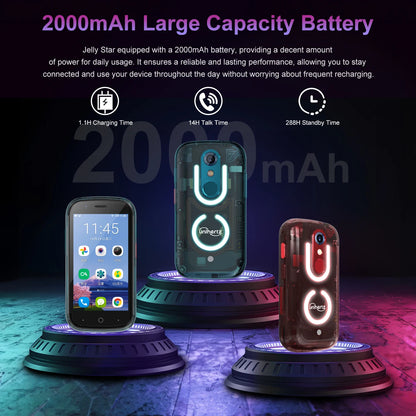 Unihertz Jelly Star Mini Smartphone 8GB 256GB Led Light Unlocked Transparent Backshell Cellphones For Spare Phone - Mleem