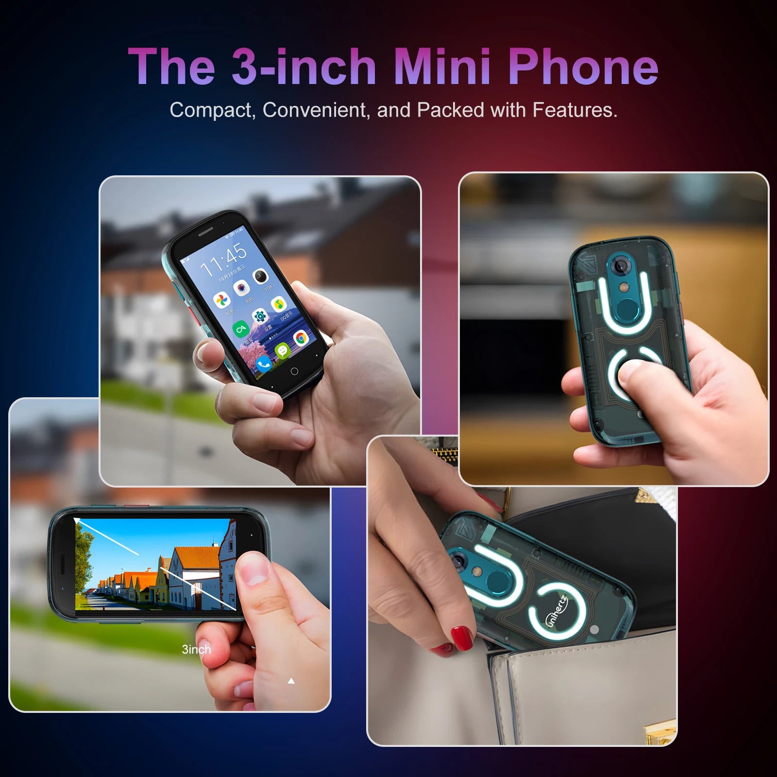 Unihertz Jelly Star Mini Smartphone 8GB 256GB Led Light Unlocked Transparent Backshell Cellphones For Spare Phone - Mleem